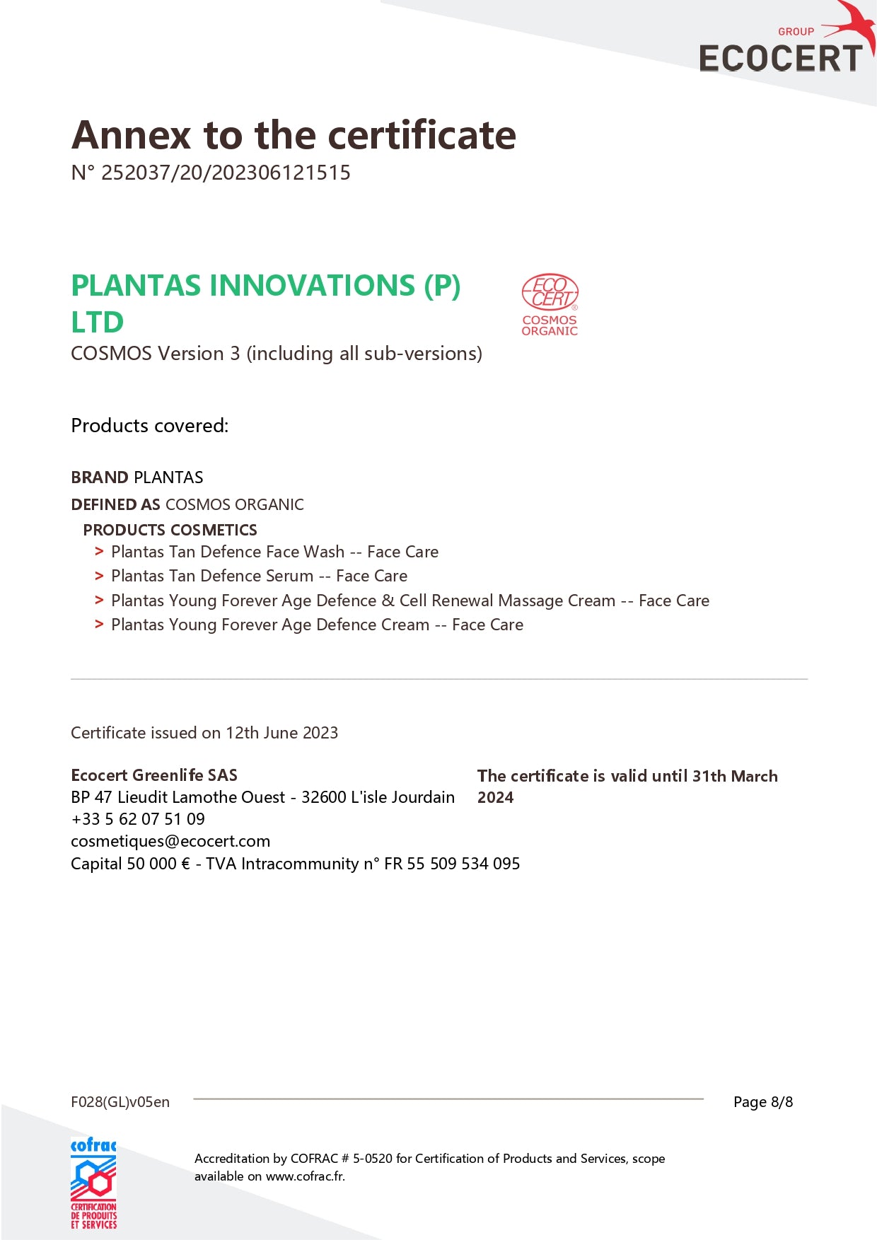 Plantas - Certificate