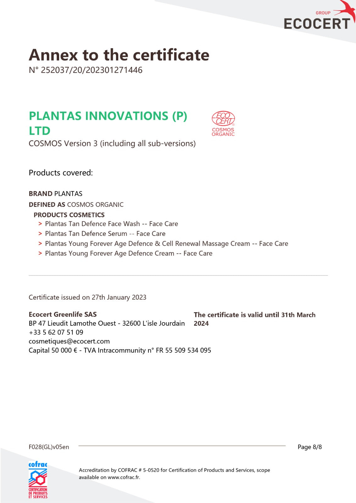 Plantas - Certificate