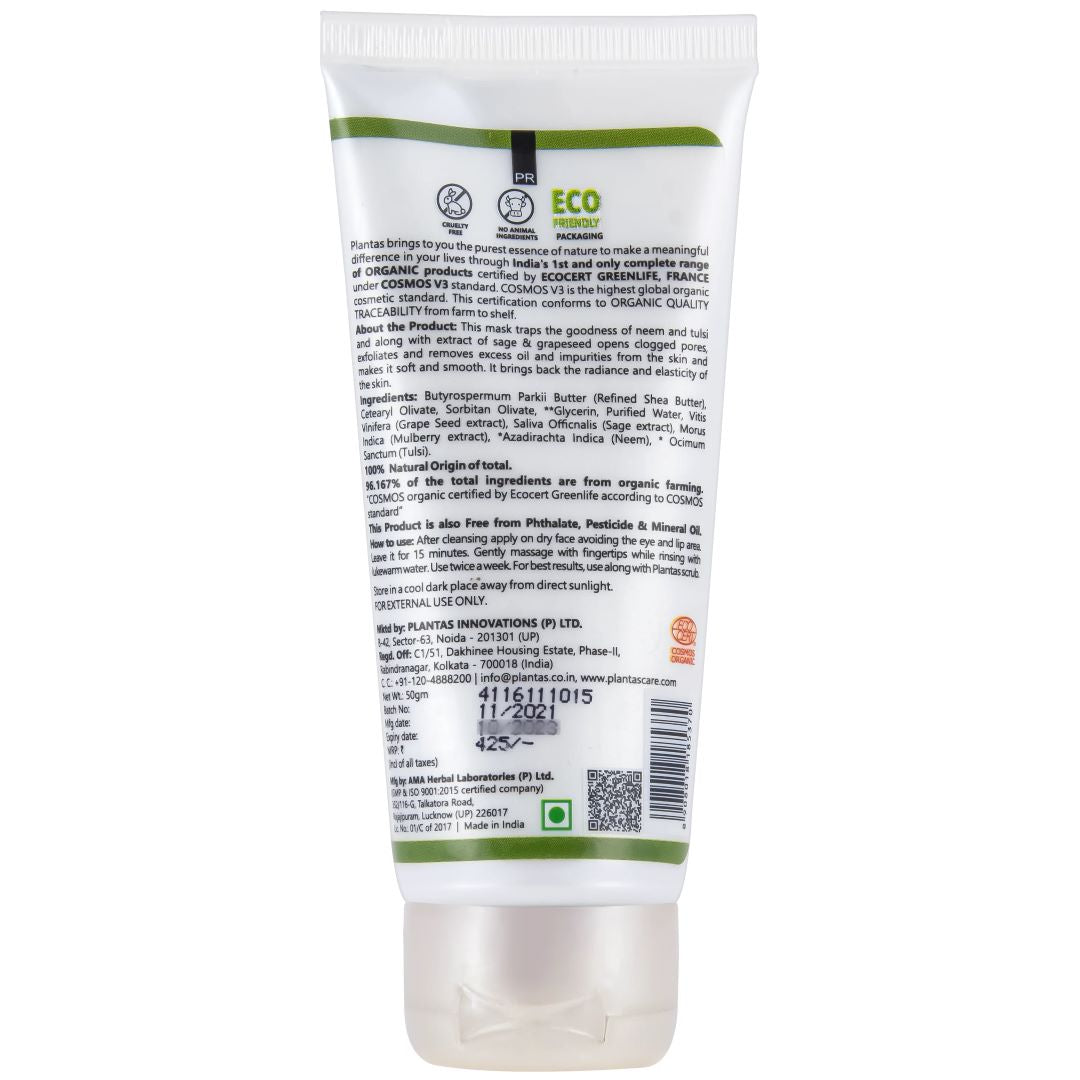 Organic Face Mask - Purifying & Acne Control 50g