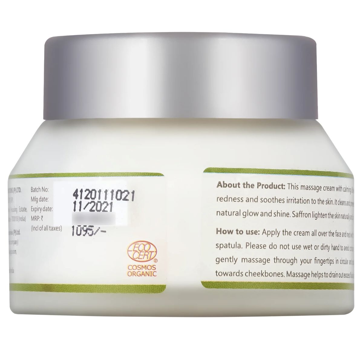 Organic Massage Cream Shine Glow Skin Brightening 50g